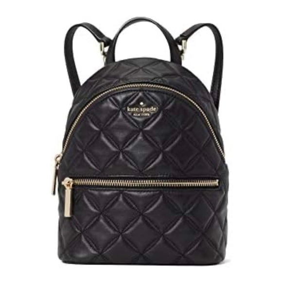 Kate Spade Natalia Quilted Black Leather Mini Convertible Crossbody Backpack - Picture 13 of 15